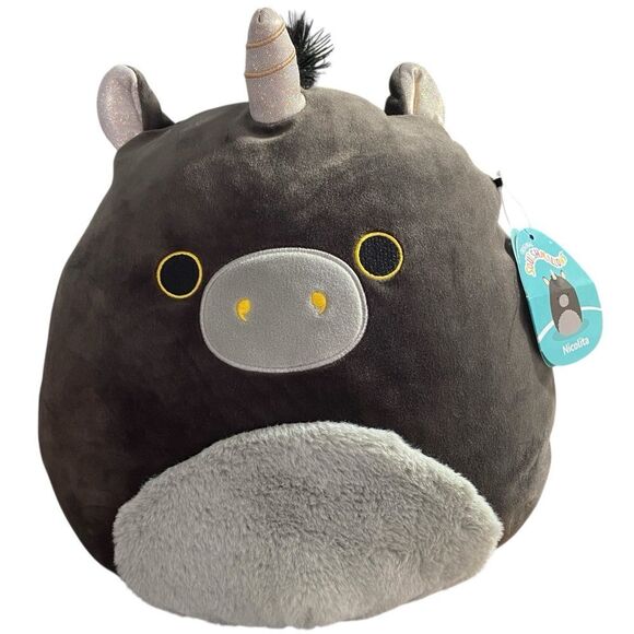 Original Squishmallow NICOLITA  Black & Gray Unicorn by Kelly Toy NWT - Picture 1 of 5